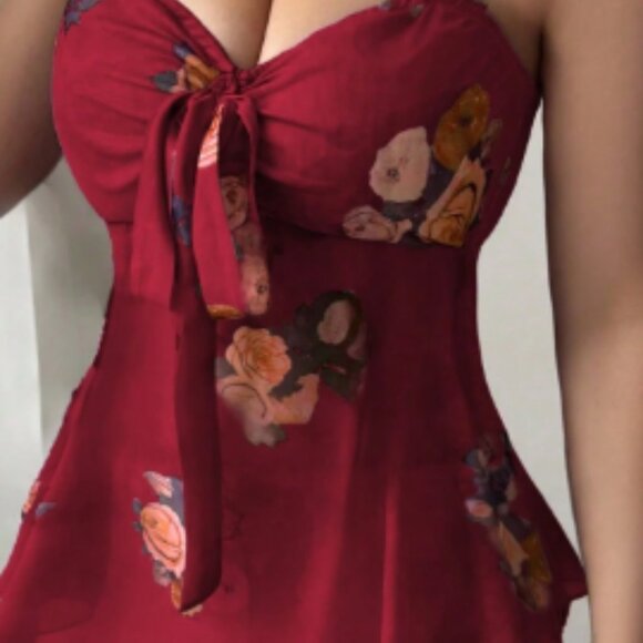 Floral Lace Chiffon Sleeveless Tank Top - Picture 5 of 7